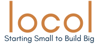 brand logo of locol. Brand slogan: "starting small to build big"